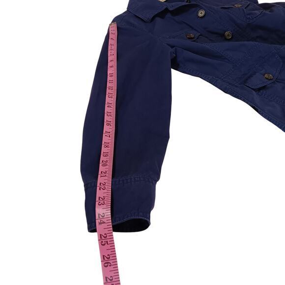L.L. BEAN Jacket Cotton Women's Size 12‎ Lightweight Cinched Waist Pockets Blue - Picture 5 of 9
